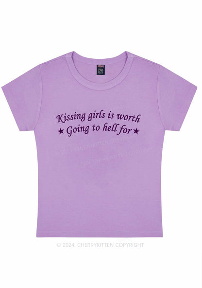 Curvy Kissing Girls is Worth Y2K Baby Tee Cherrykitten