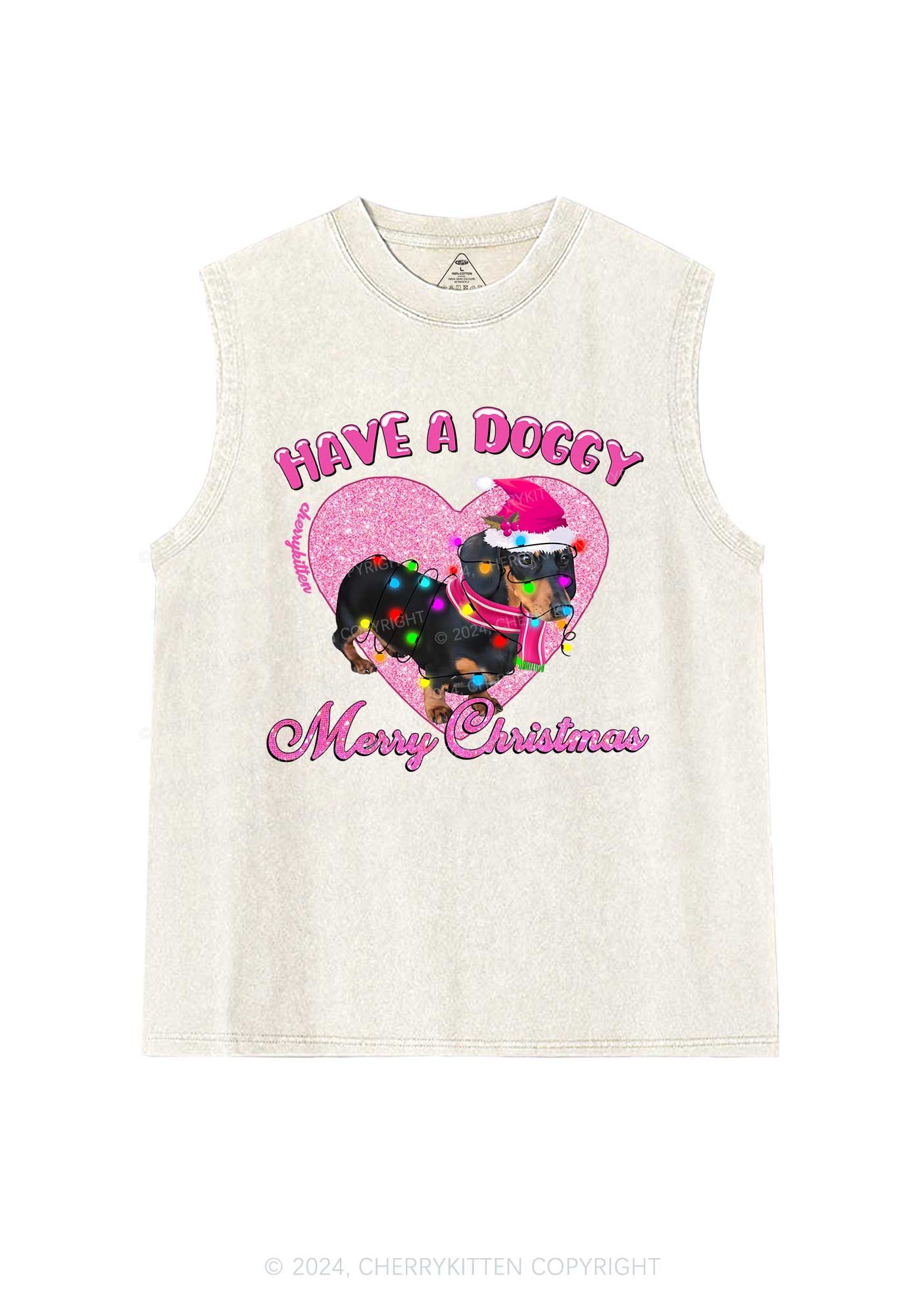 Have A Doggy Christmas Y2K Washed Tank Cherrykitten