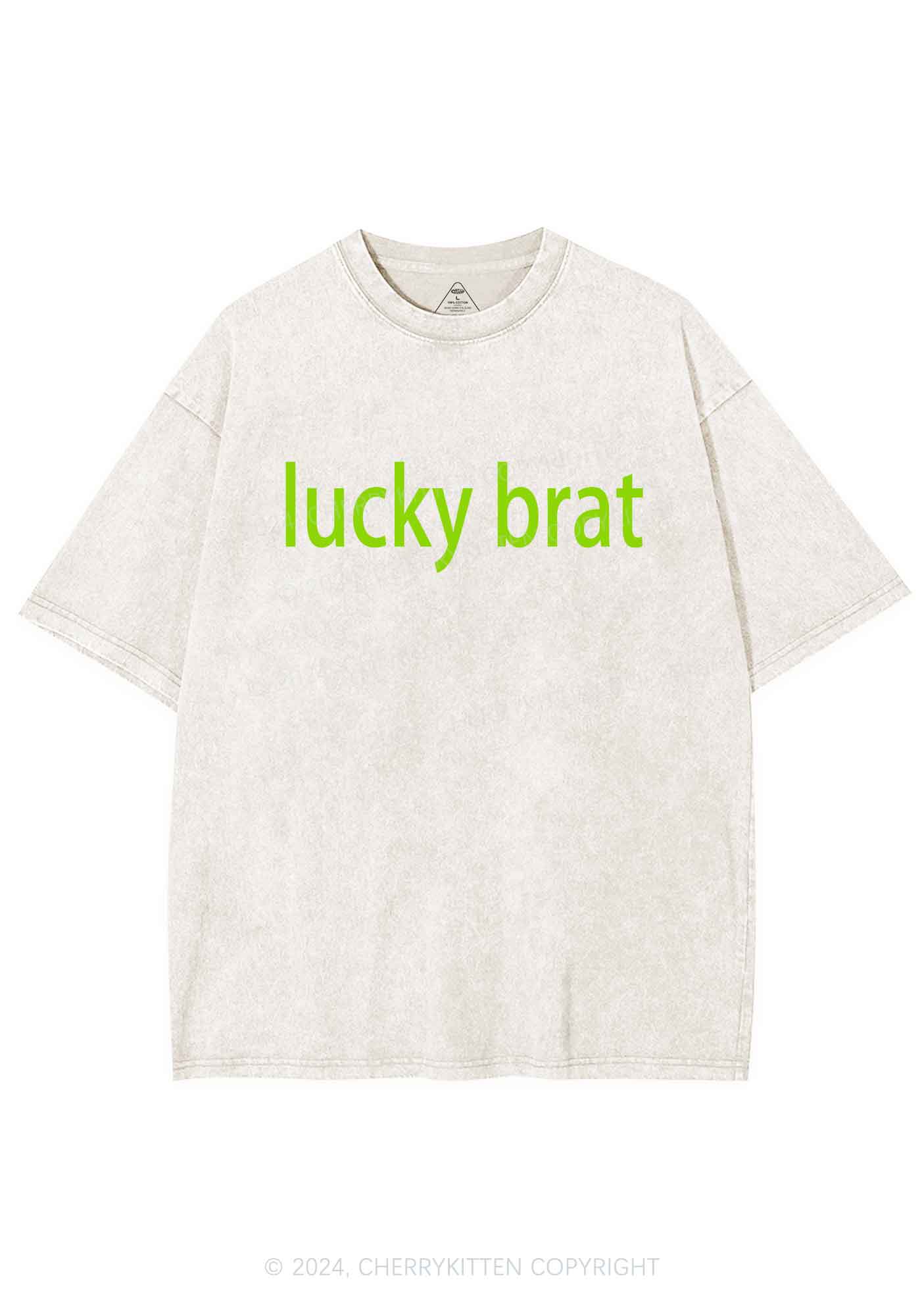 Lucky Brat St Patricks Y2K Washed Tee Cherrykitten