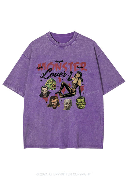 Halloween Monster Lovers Y2K Washed Tee Cherrykitten