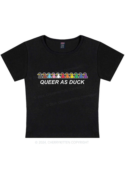 Curvy Queer As Duck Y2K Baby Tee Cherrykitten