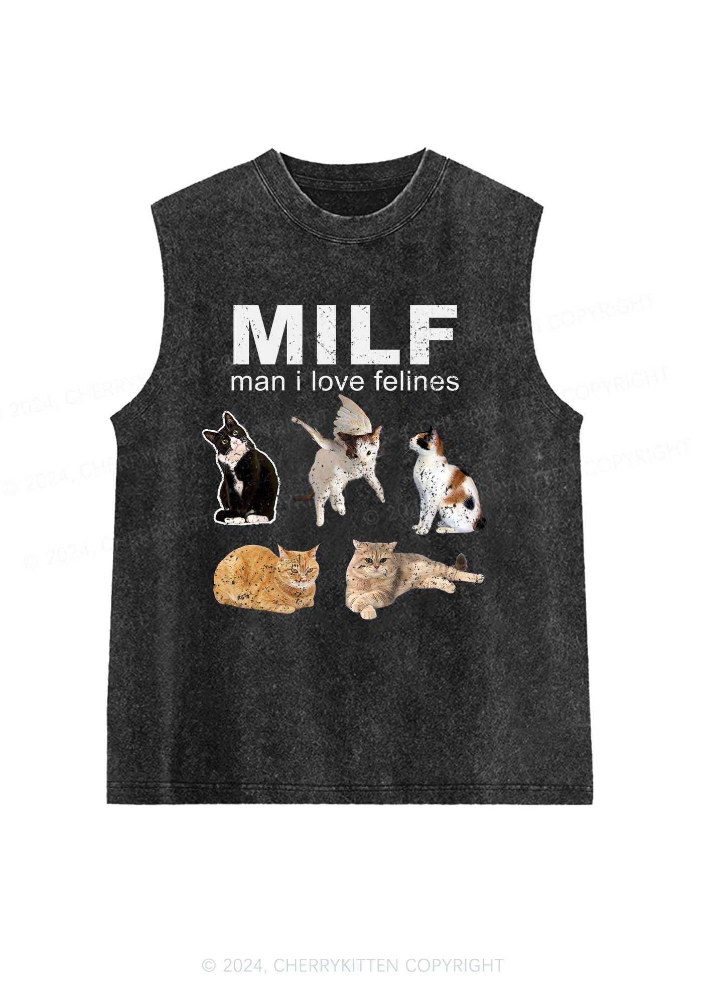 Mxxf Felines Y2K Washed Tank Cherrykitten