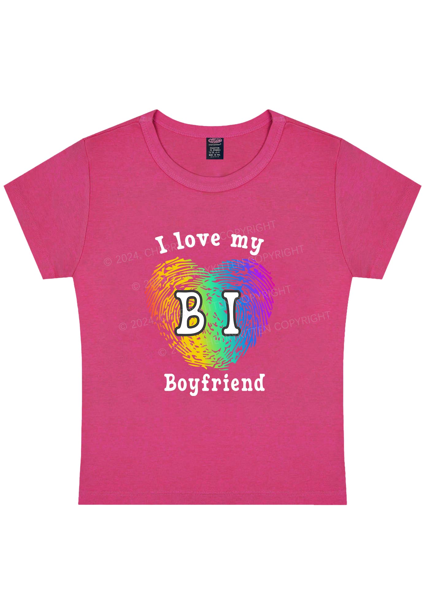 Curvy Love My Bi Boyfriend Y2K Baby Tee Cherrykitten