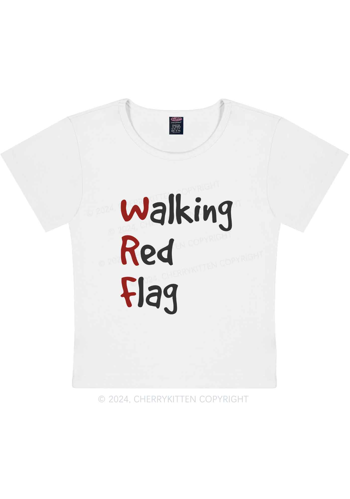 Curvy Walking Red Flag Y2K Baby Tee Cherrykitten