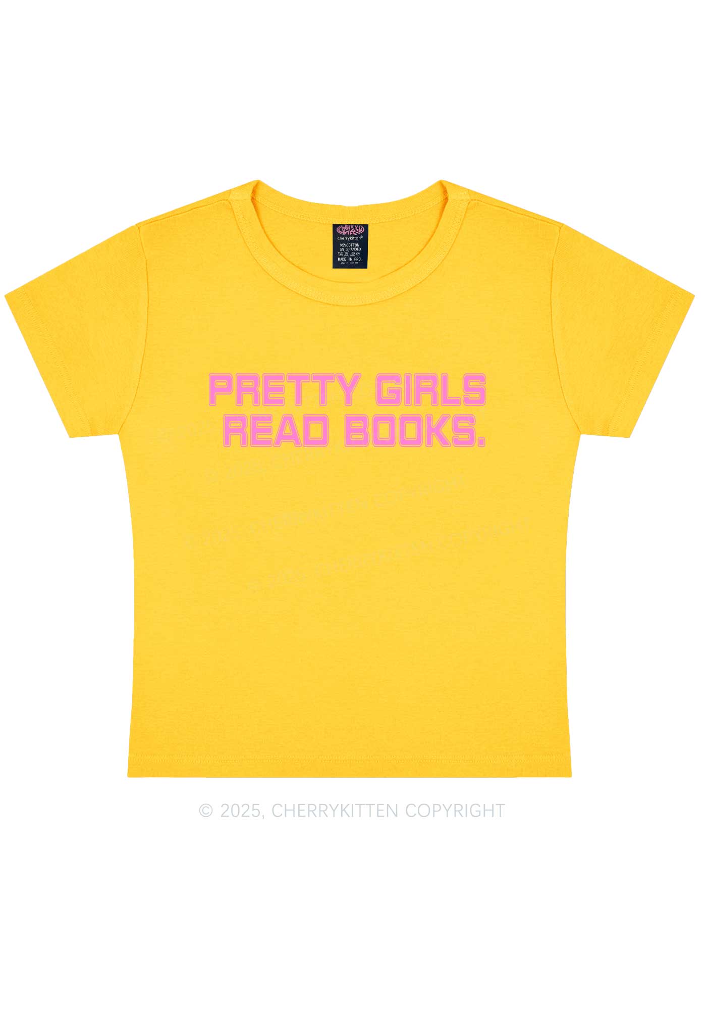 Pretty Girls Read Books Y2K Baby Tee Cherrykitten