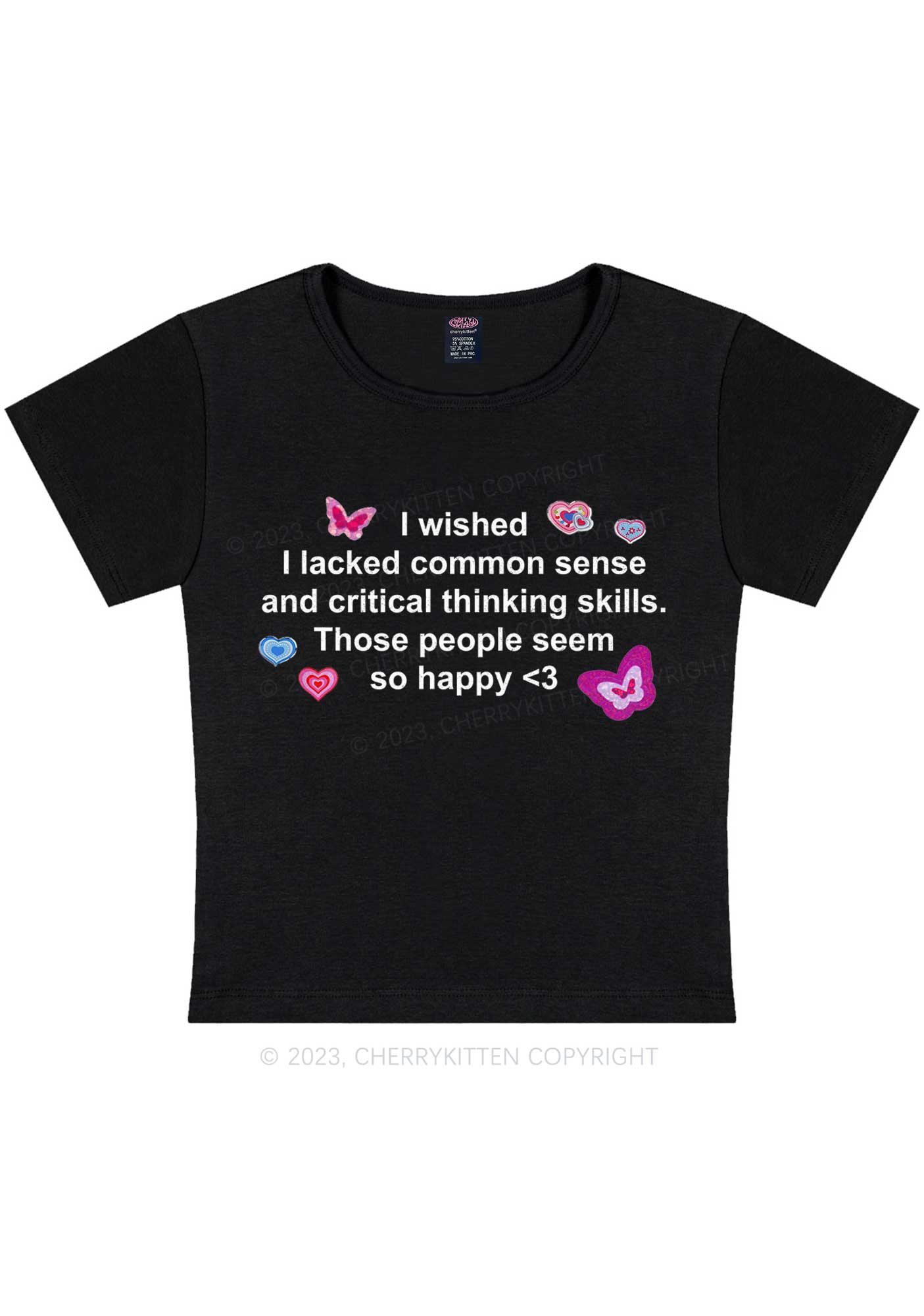 Curvy Lacked Critical Thinking Skills Y2K Baby Tee Cherrykitten