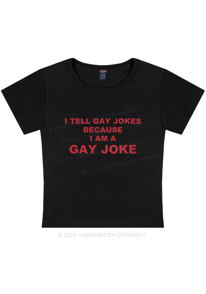 Gay Joke Y2K Baby Tee Cherrykitten