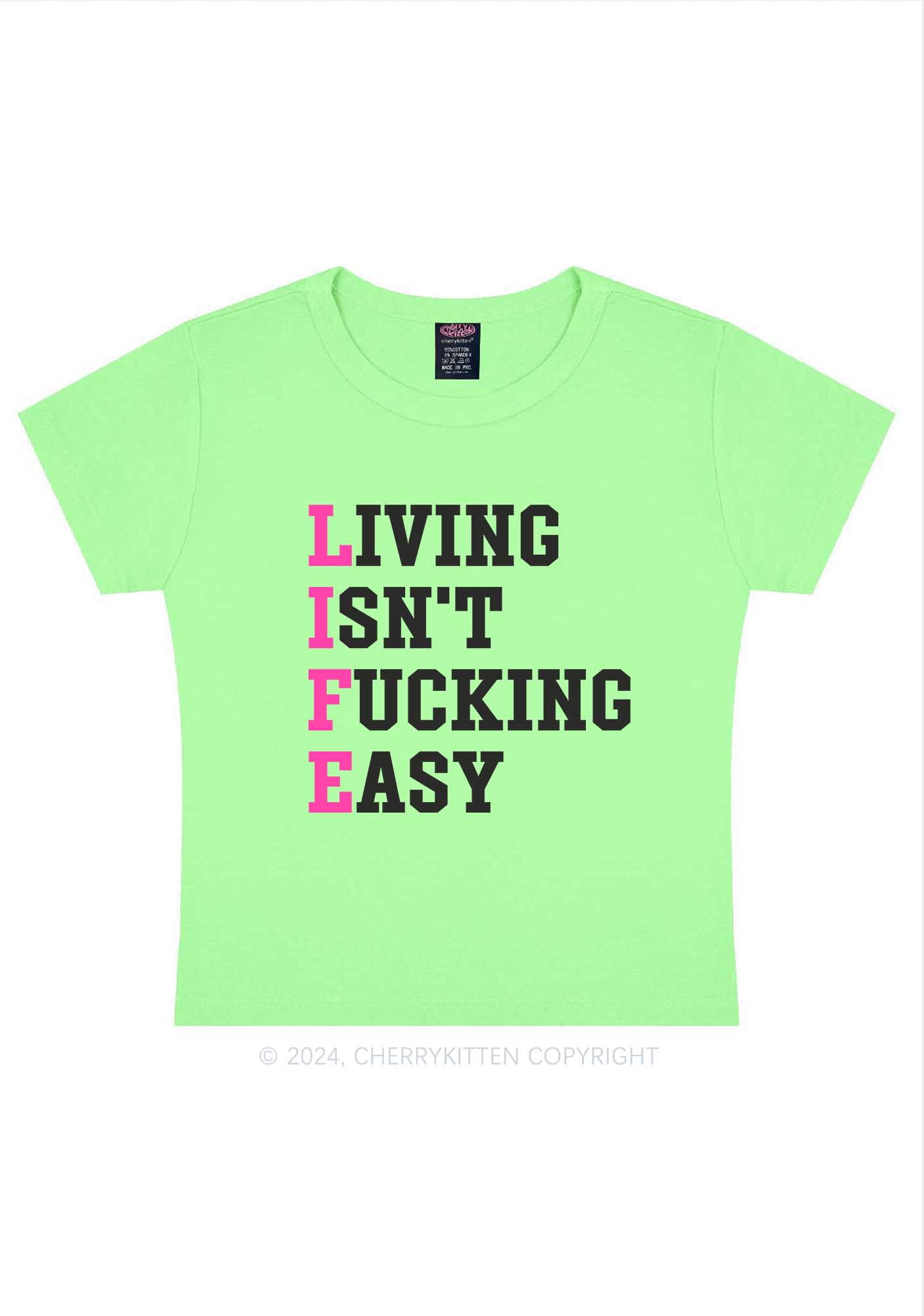 Life Isn't Easy Y2K Baby Tee Cherrykitten