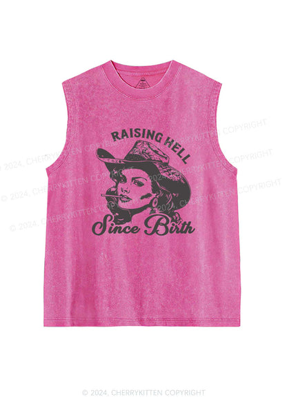 Raising Hell Since Birth Y2K Washed Tank Cherrykitten