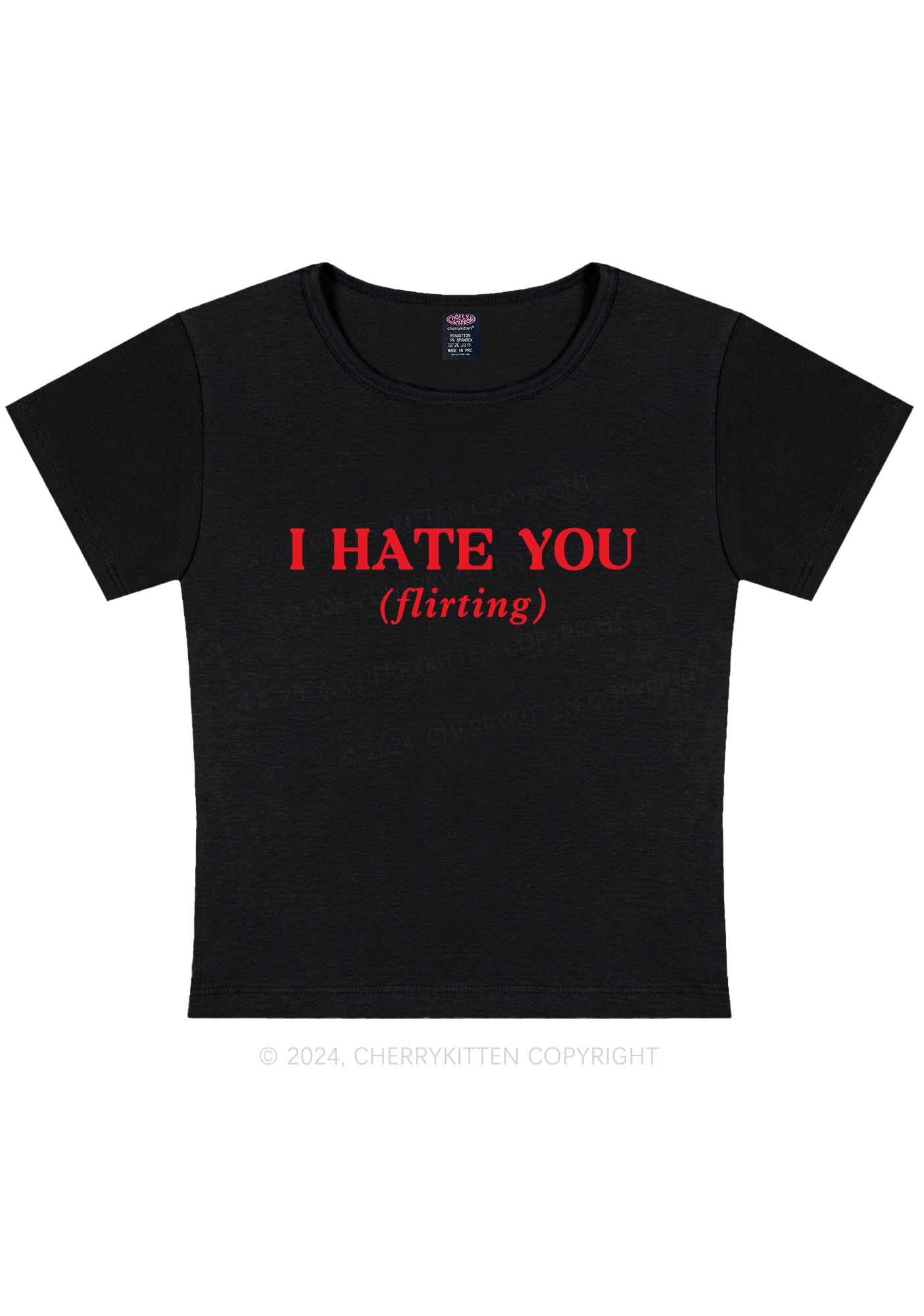 Curvy I Hate You Flirting Y2K Baby Tee Cherrykitten