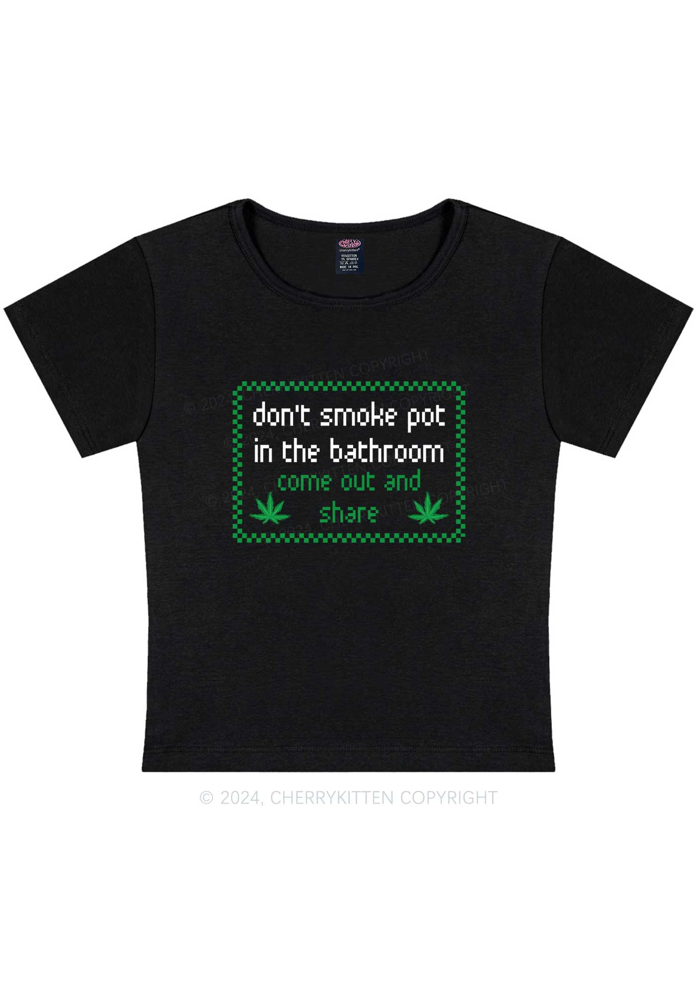 Curvy Don't Smoke In Bathroom Y2K Baby Tee Cherrykitten