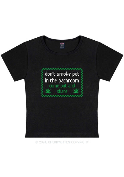 Curvy Don't Smoke In Bathroom Y2K Baby Tee Cherrykitten