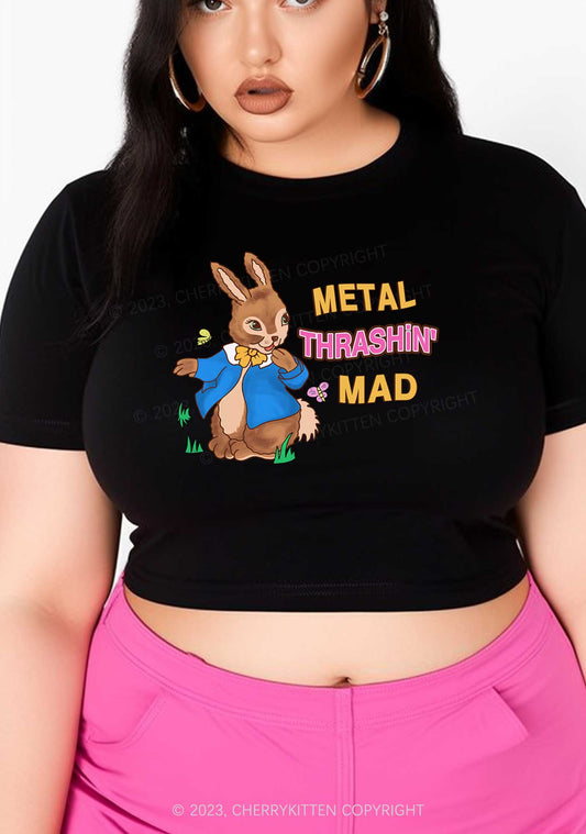 Curvy Metal Thrashin' Mad Bunny Y2K Baby Tee Cherrykitten