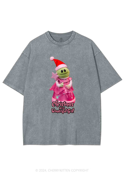 Christmas Wonderful Girl Y2K Washed Tee Cherrykitten