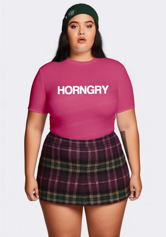 Curvy Stay Hungry Y2K Baby Tee Cherrykitten