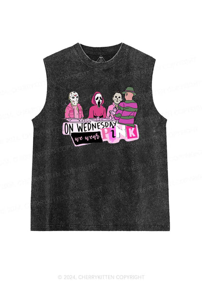 Halloween On Wednesday We Wear Pink Y2K Washed Tank Cherrykitten