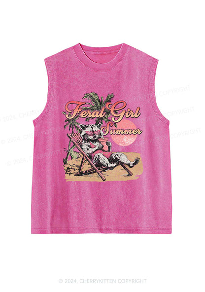 Feral Girl Summer Raccoon Y2K Washed Tank Cherrykitten