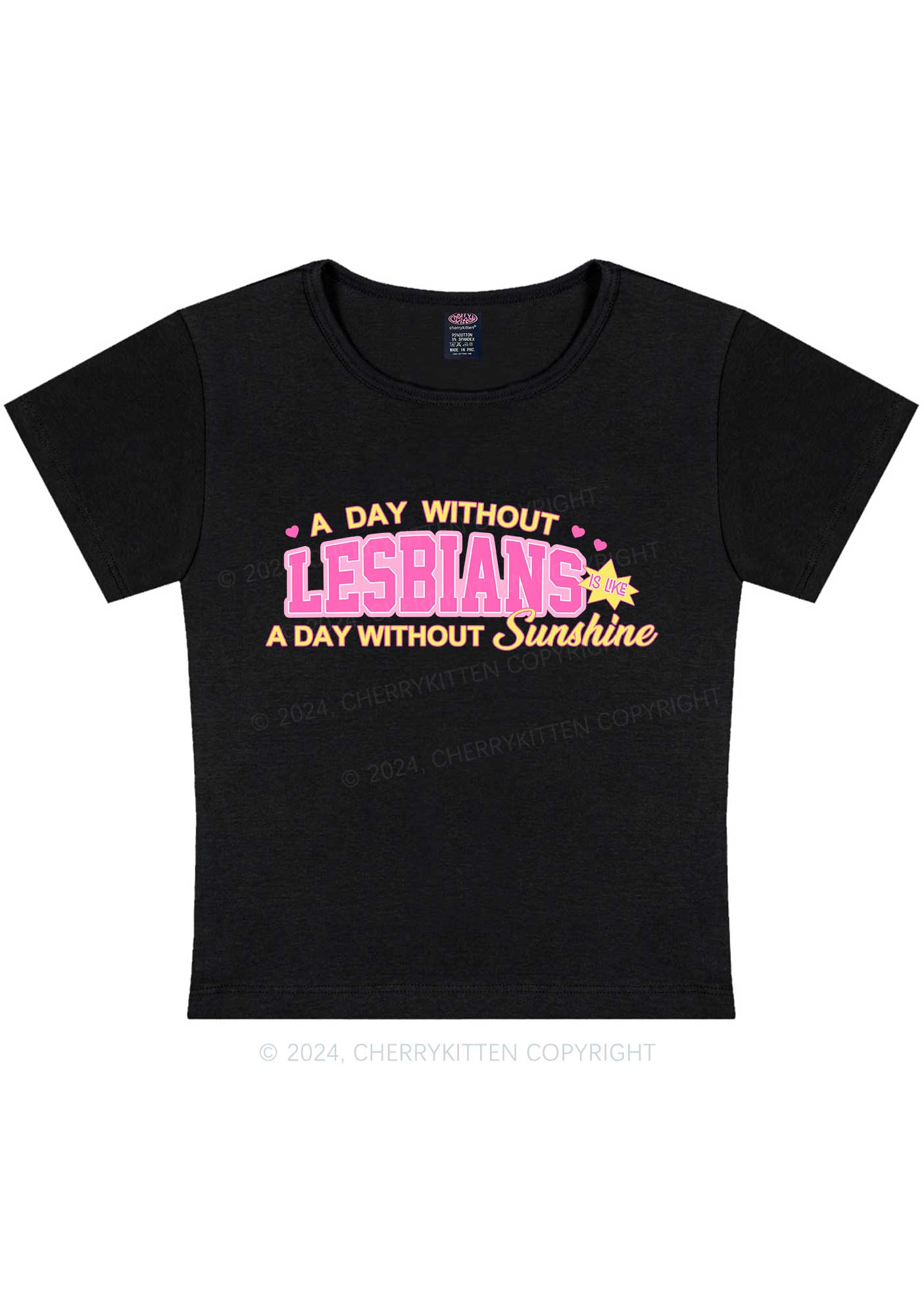 Curvy A Day Without Lesbians Y2K Baby Tee Cherrykitten