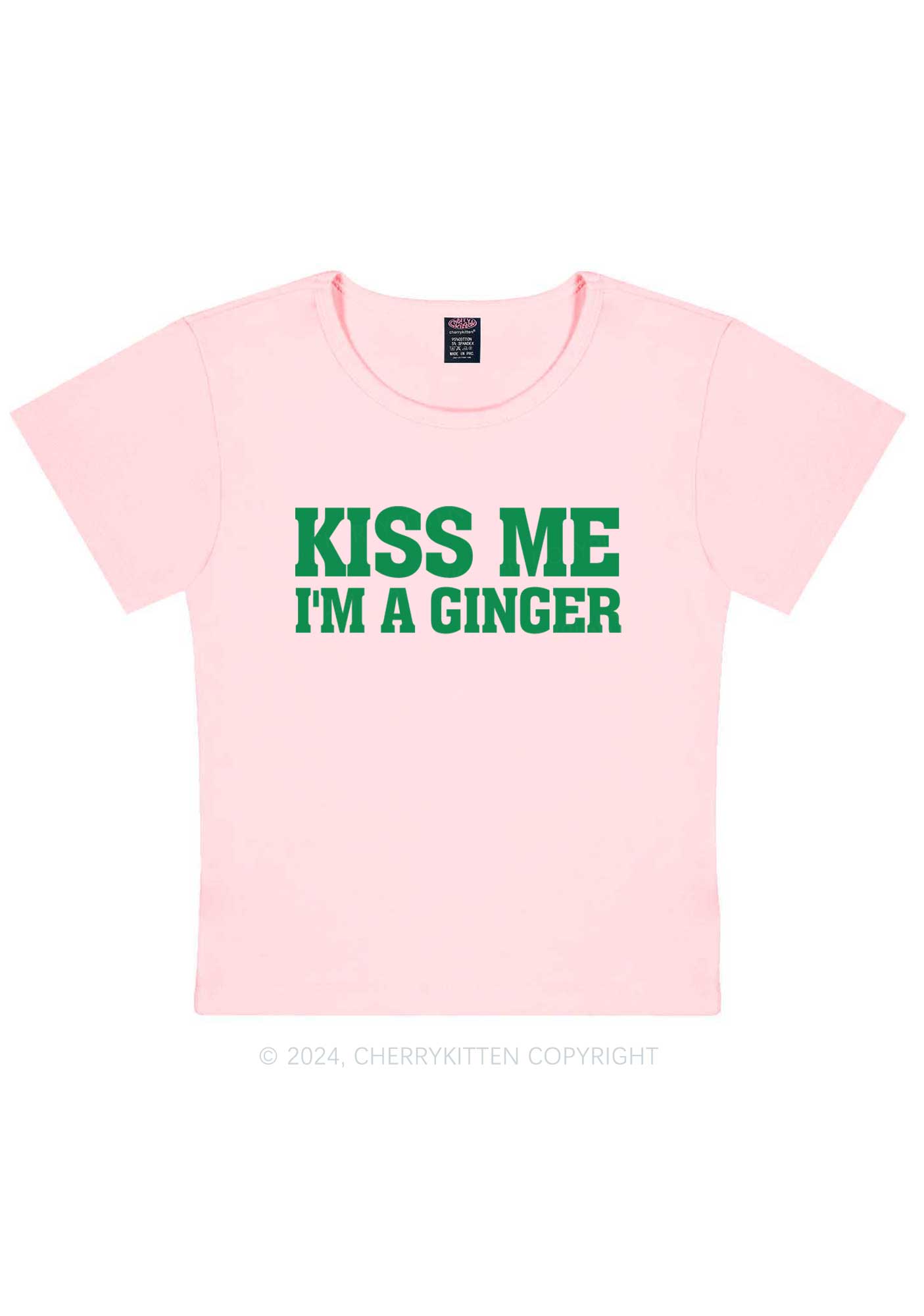 Kiss Me Im Ginger St Patricks Y2K Baby Tee Cherrykitten