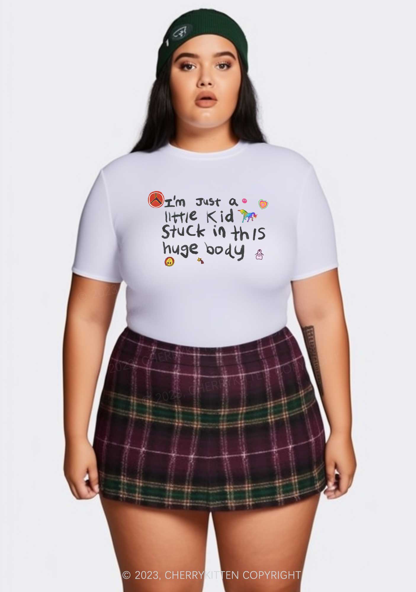 Curvy Stuck In Huge Body Y2K Baby Tee Cherrykitten