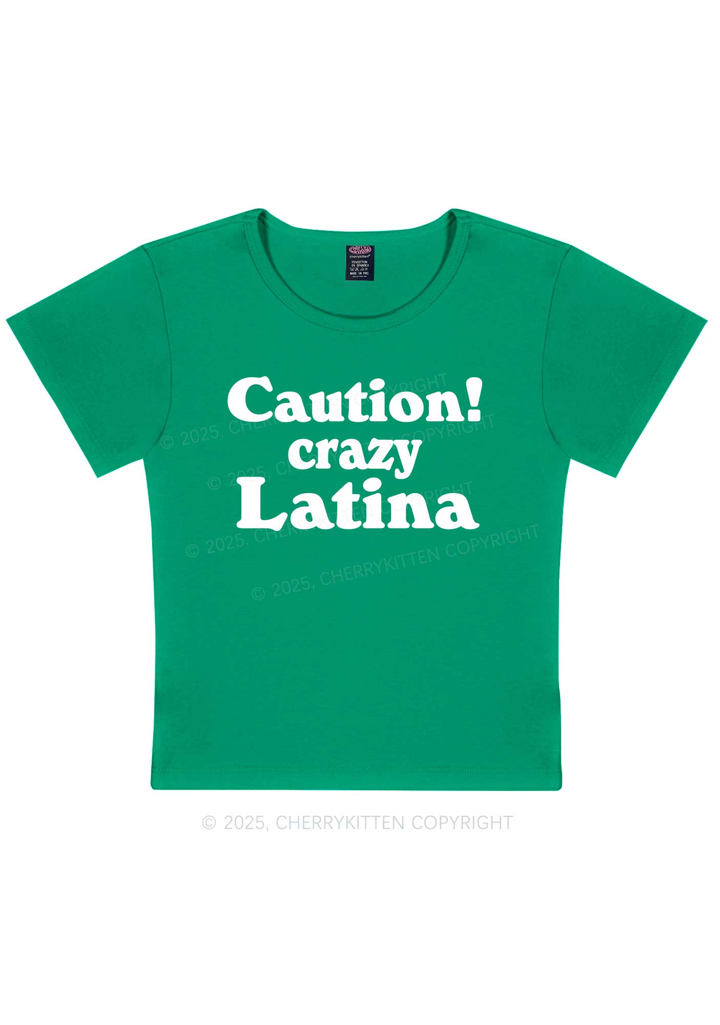 Caution Crazy Latina Y2K Baby Tee Cherrykitten