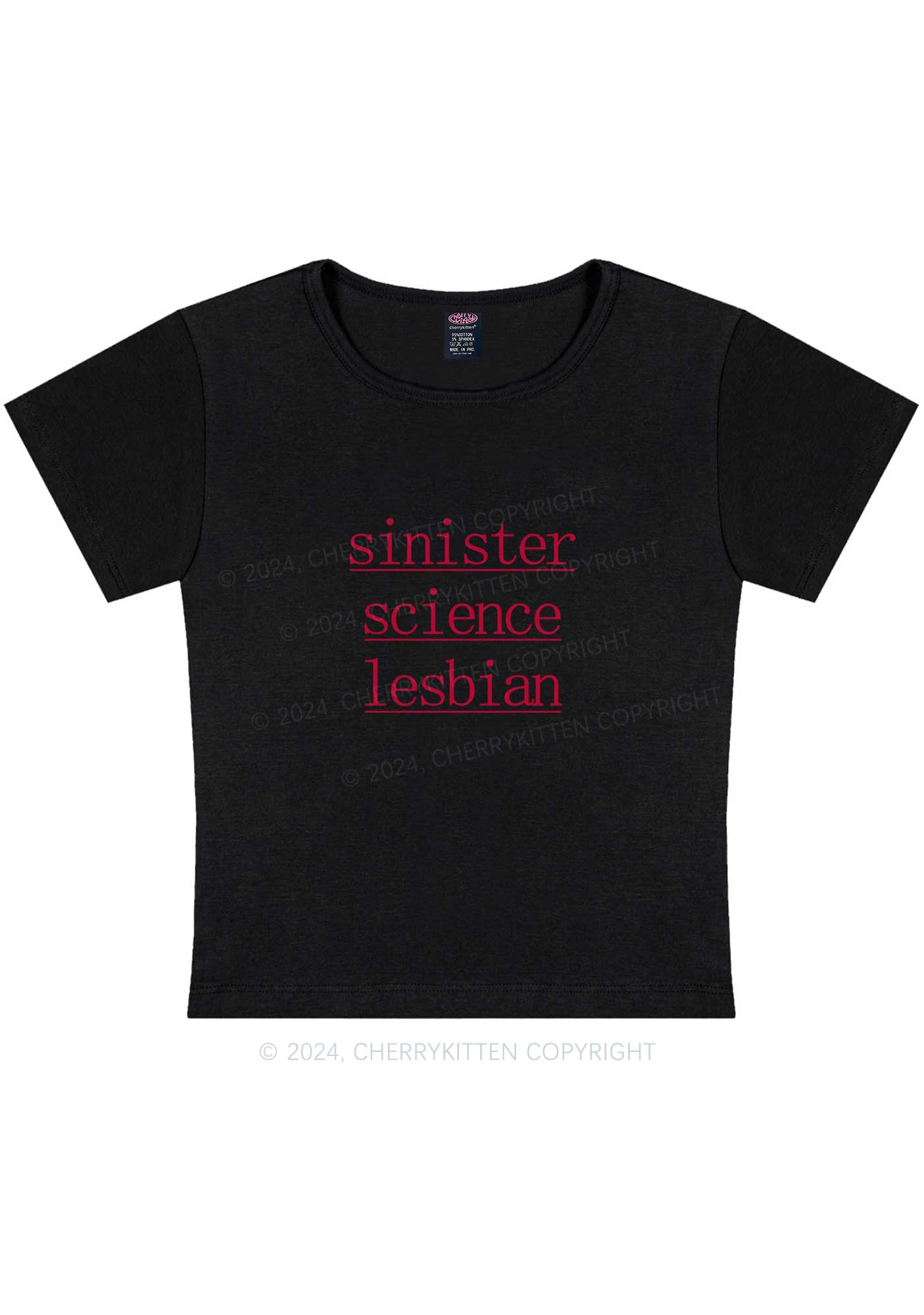 Sinister Science Lesbian Y2K Baby Tee Cherrykitten