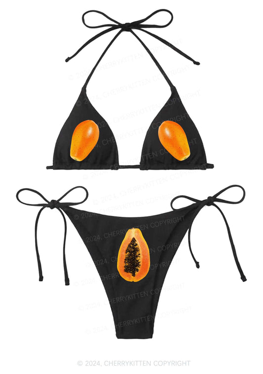 Papaya Y2K Halter Triangle Bikini Set Cherrykitten