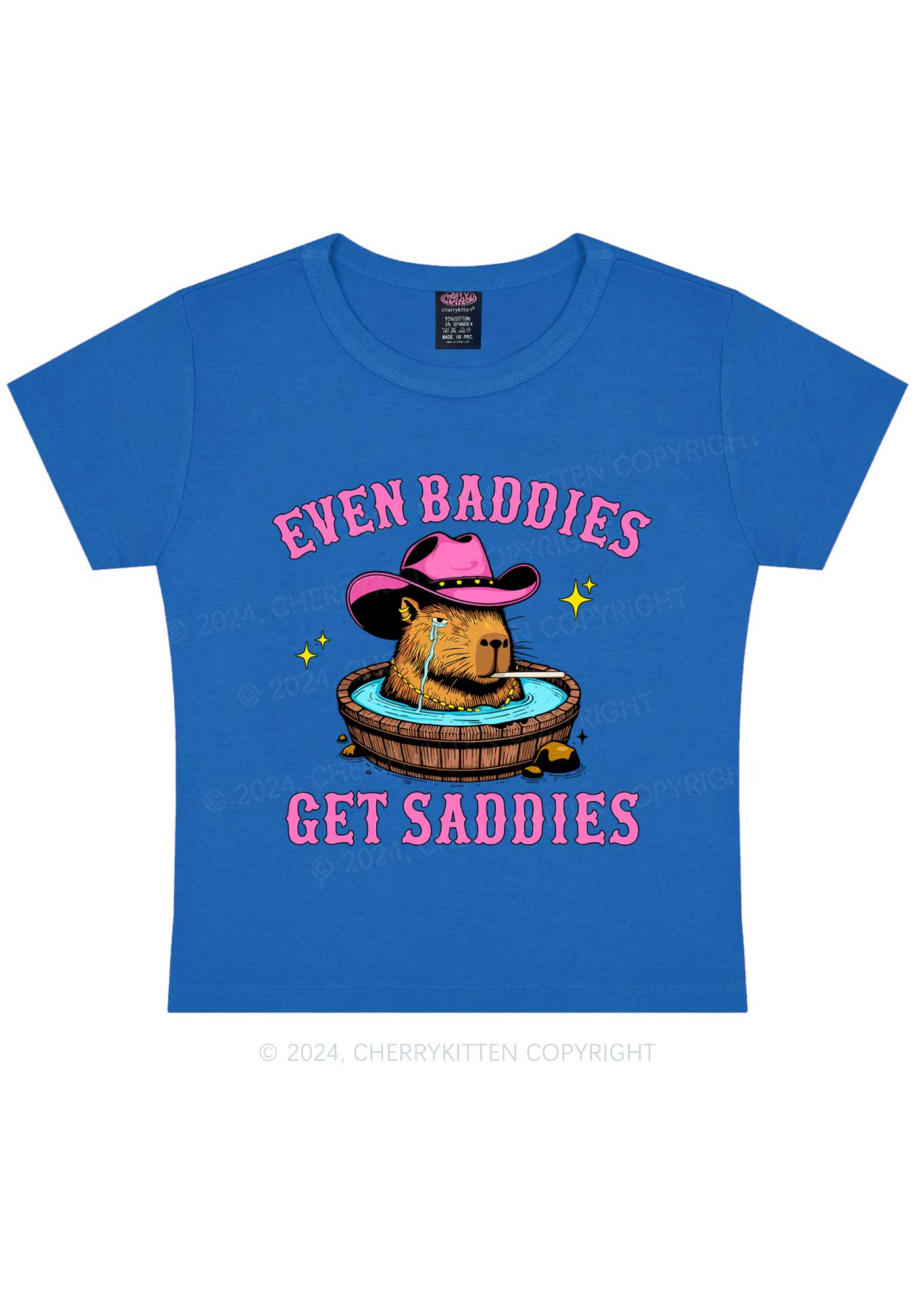 Capybara Get Saddies Y2K Baby Tee Cherrykitten