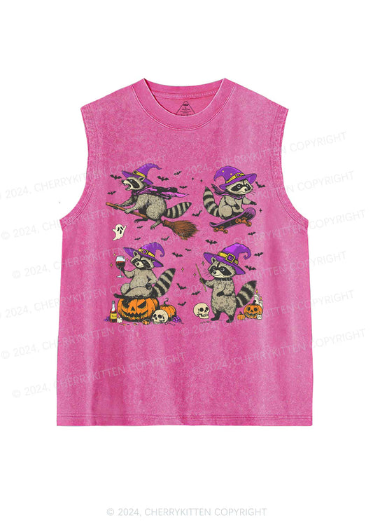 Halloween Raccoon Witch Y2K Washed Tank Cherrykitten