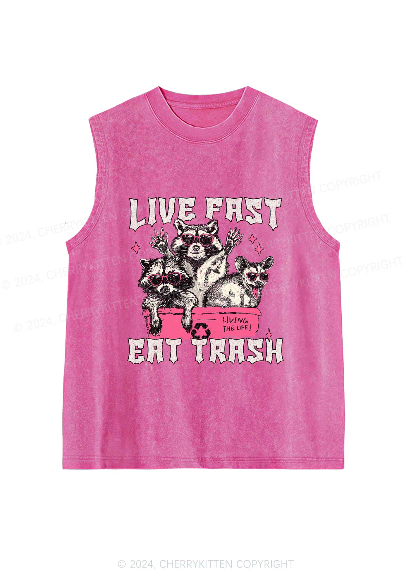 Live Fast Eat Trash Y2K Washed Tank Cherrykitten