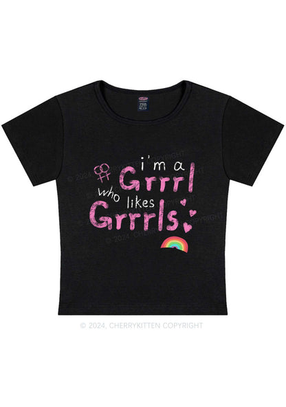 Grrrl Likes Grrrls Y2K Baby Tee Cherrykitten