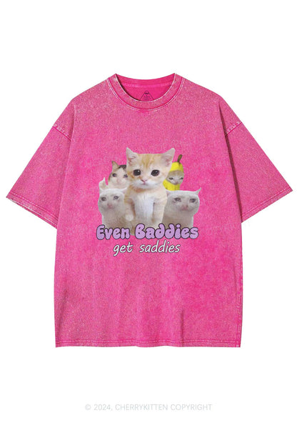 Saddies Five Cats Y2K Washed Tee Cherrykitten