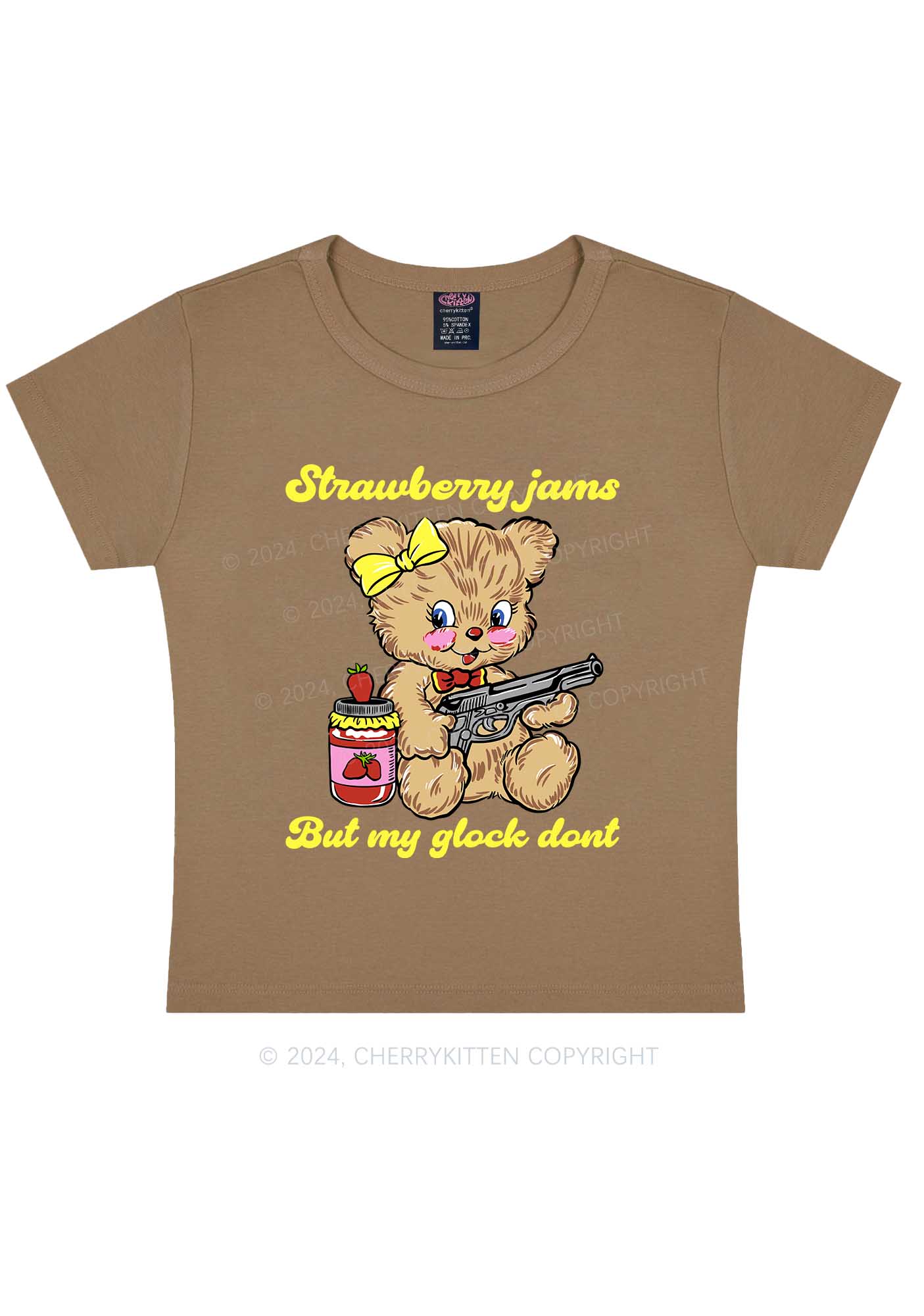 Strawberry Jams Bear Y2K Baby Tee Cherrykitten