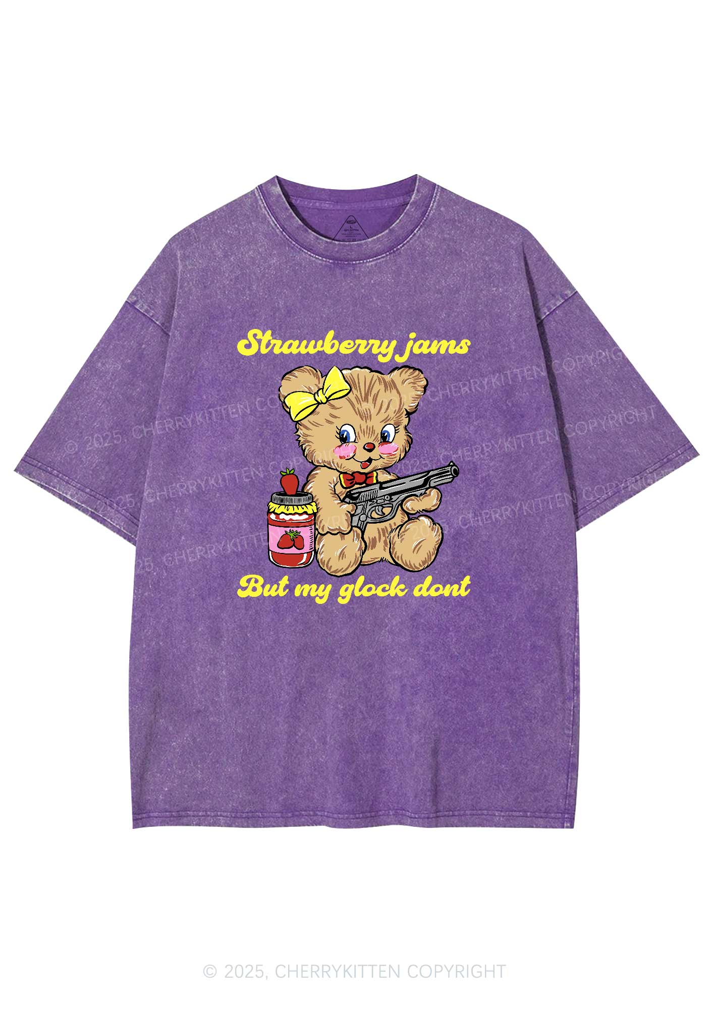 Strawberry Jams Bear Y2K Washed Tee Cherrykitten