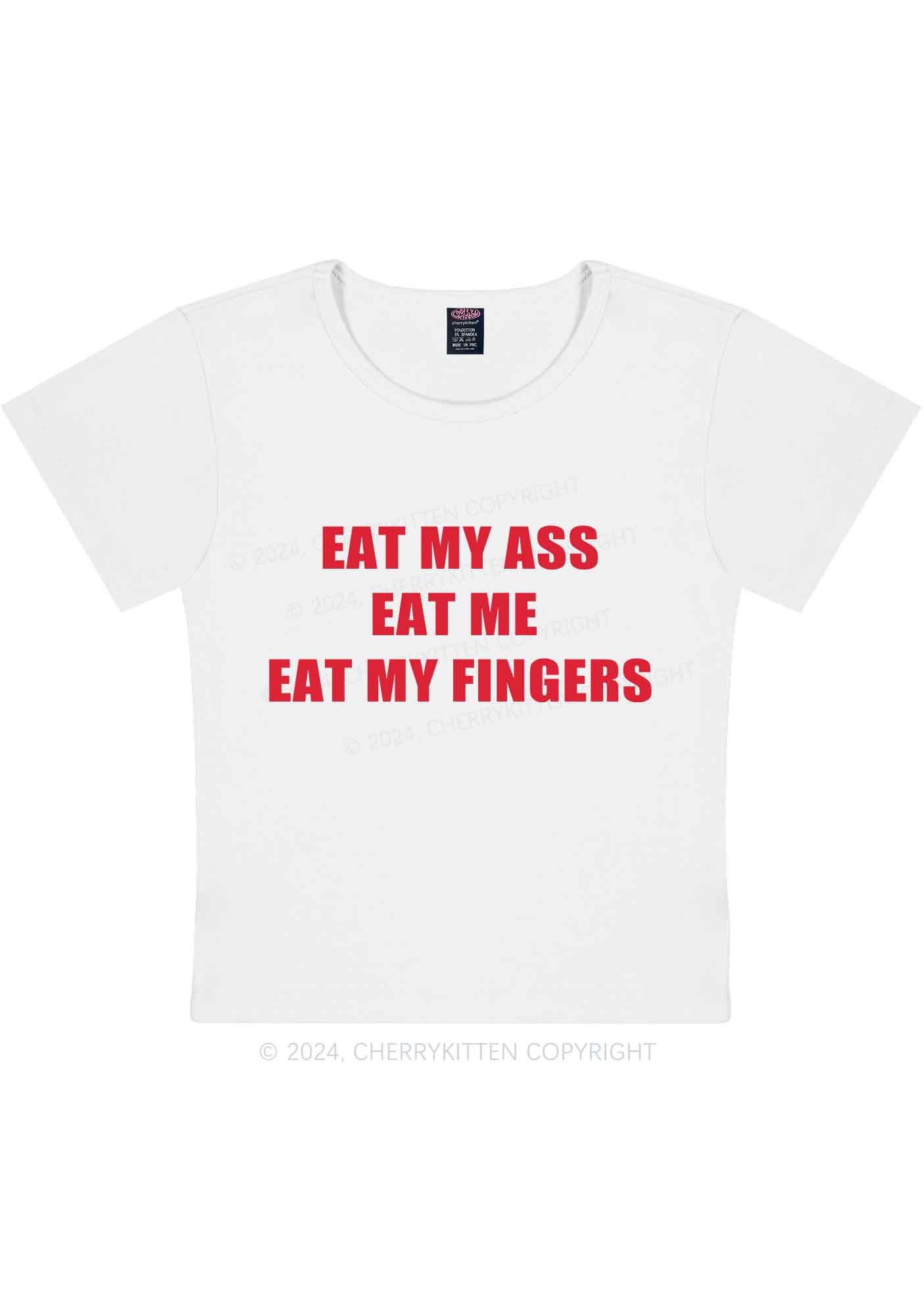 Curvy Eat My Fingers Y2K Baby Tee Cherrykitten