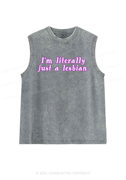 Literally Just A Lesbian Y2K Washed Tank Cherrykitten