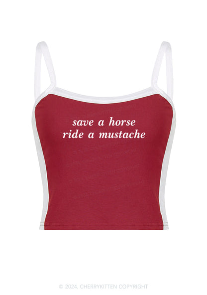 Ride A Mustache Y2K Color Block Crop Cami Top Cherrykitten