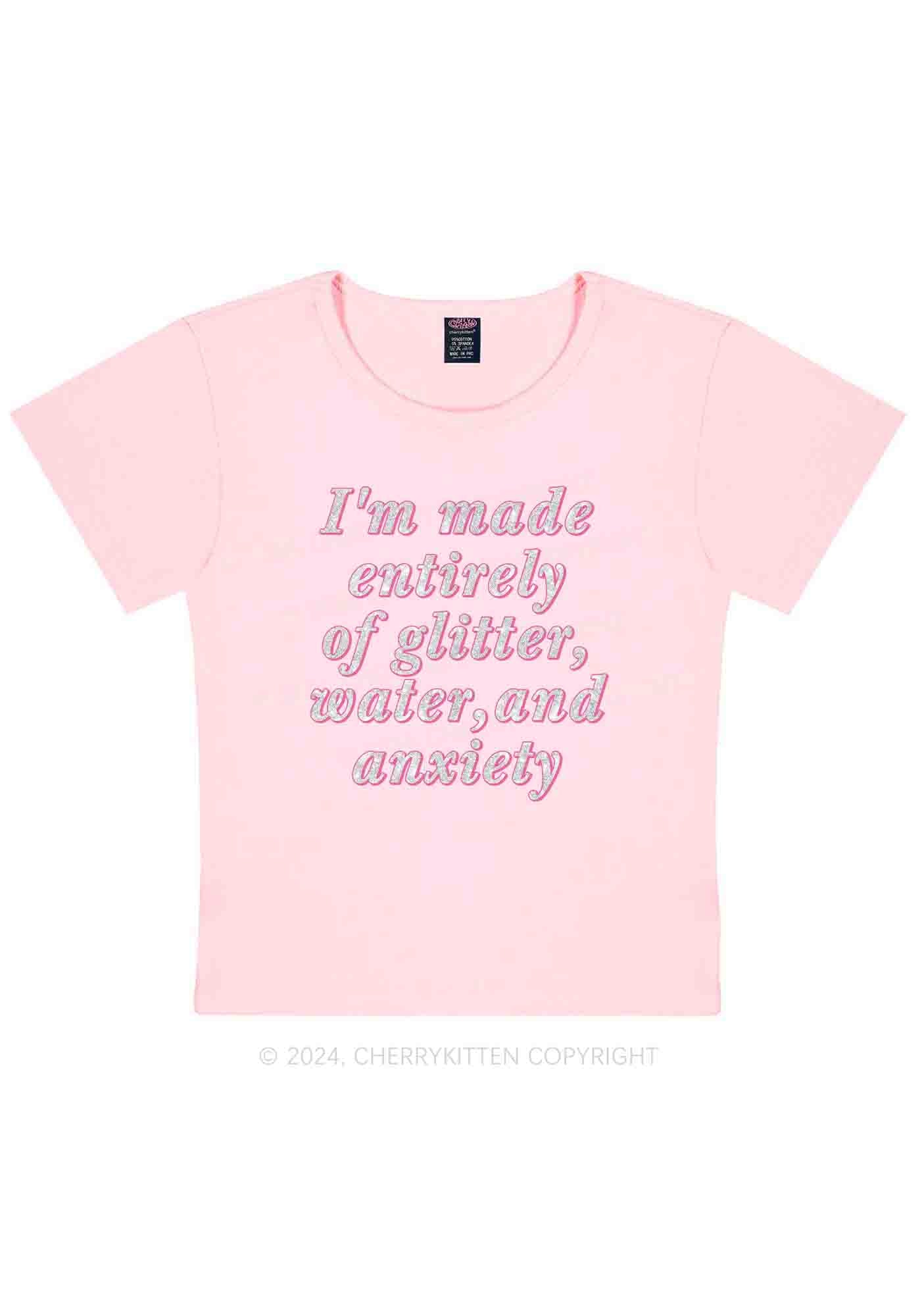 Glitter Water And Anxiety Y2K Baby Tee Cherrykitten