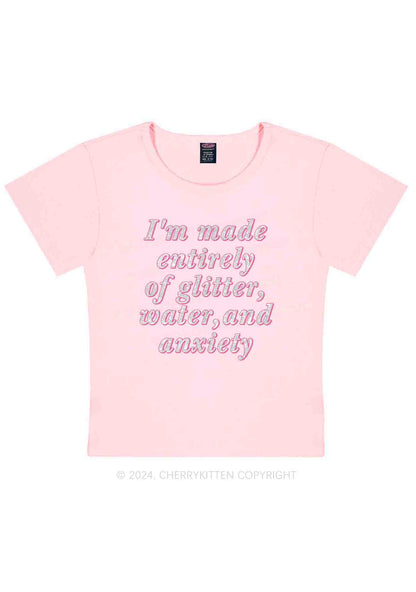 Glitter Water And Anxiety Y2K Baby Tee Cherrykitten