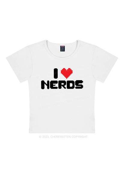 Curvy Pixel I Love Nerds Y2K Baby Tee Cherrykitten