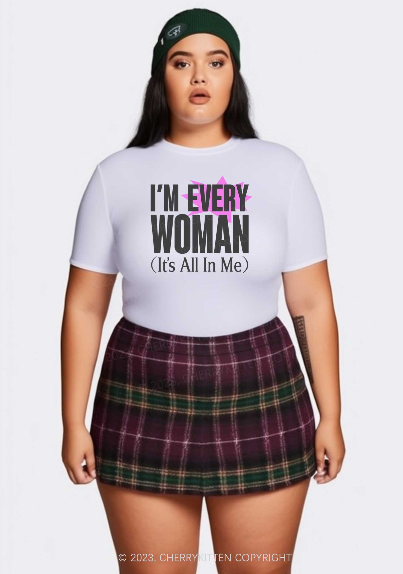 Curvy I'm Every Woman Y2K Baby Tee Cherrykitten