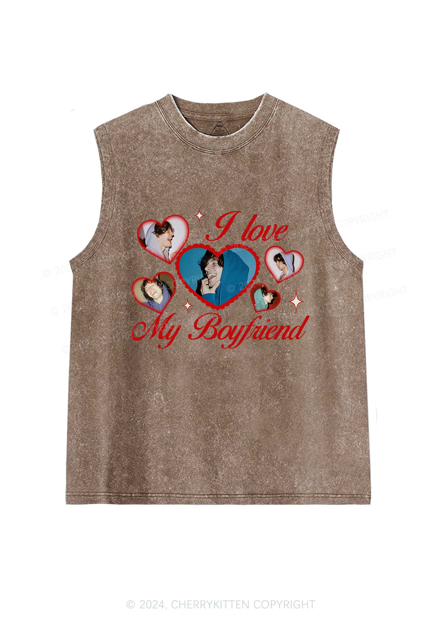 Custom Boyfriend Photos Y2K Valentine's Day Washed Tank Cherrykitten