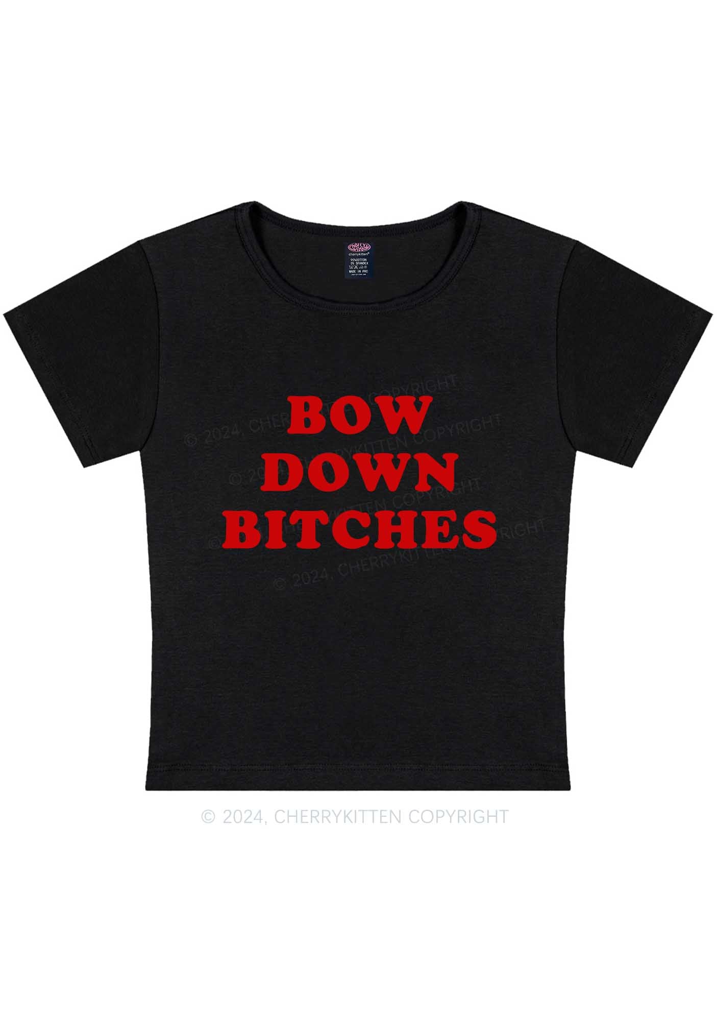 Bow Down Bxxches Y2K Baby Tee Cherrykitten