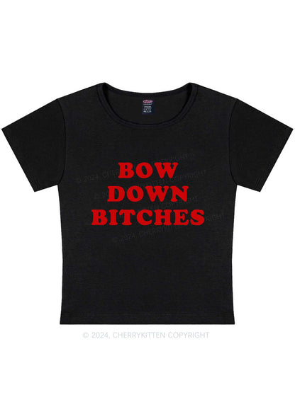 Bow Down Bxxches Y2K Baby Tee Cherrykitten