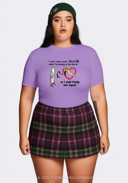 Curvy Cupid Would Shoot Me Y2K Baby Tee Cherrykitten