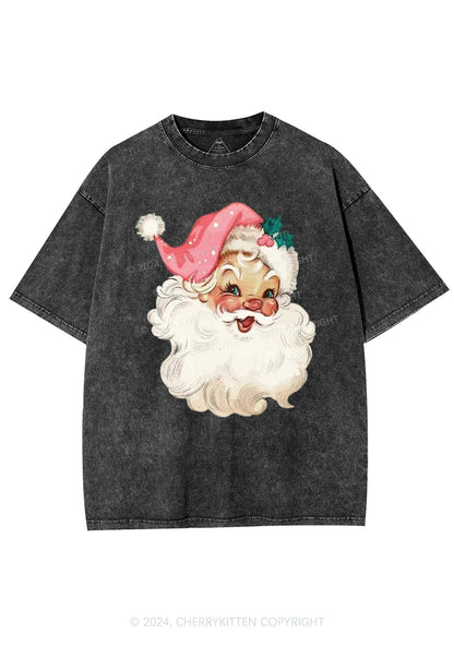 Christmas Pink Santa Y2K Washed Tee Cherrykitten