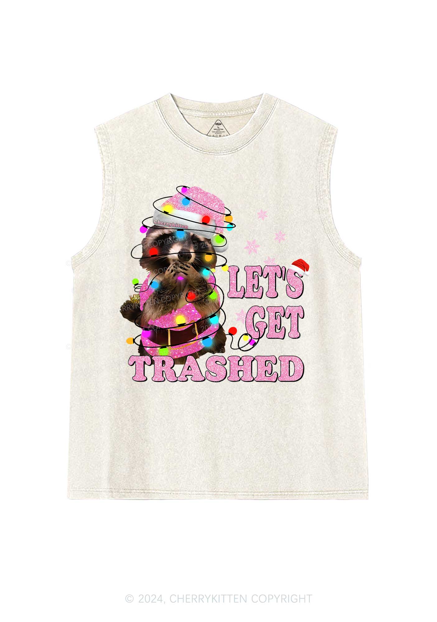 Christmas Let's Get Trashed Y2K Washed Tank Cherrykitten