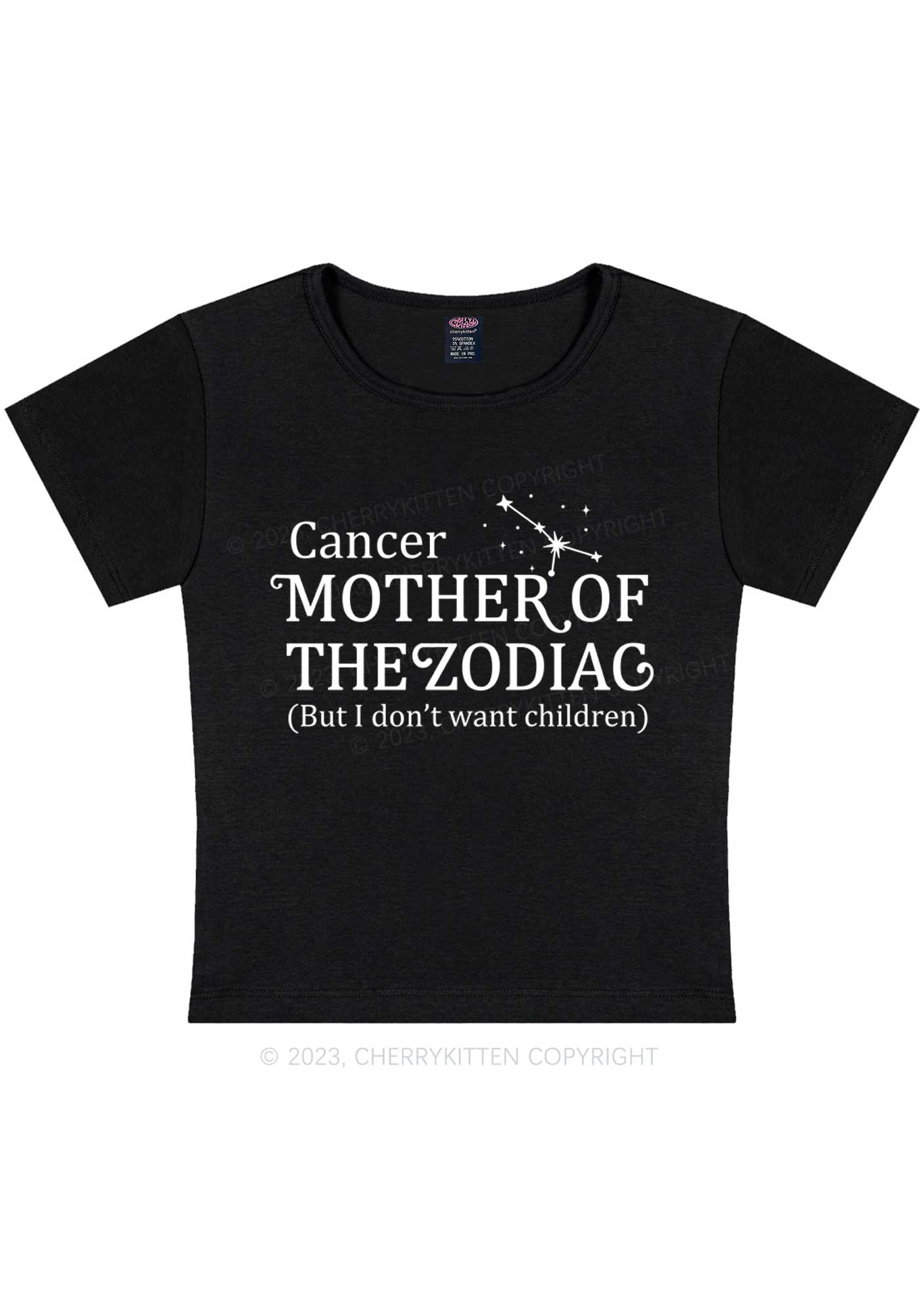 Curvy Mother Of The Zodiac Y2K Baby Tee Cherrykitten