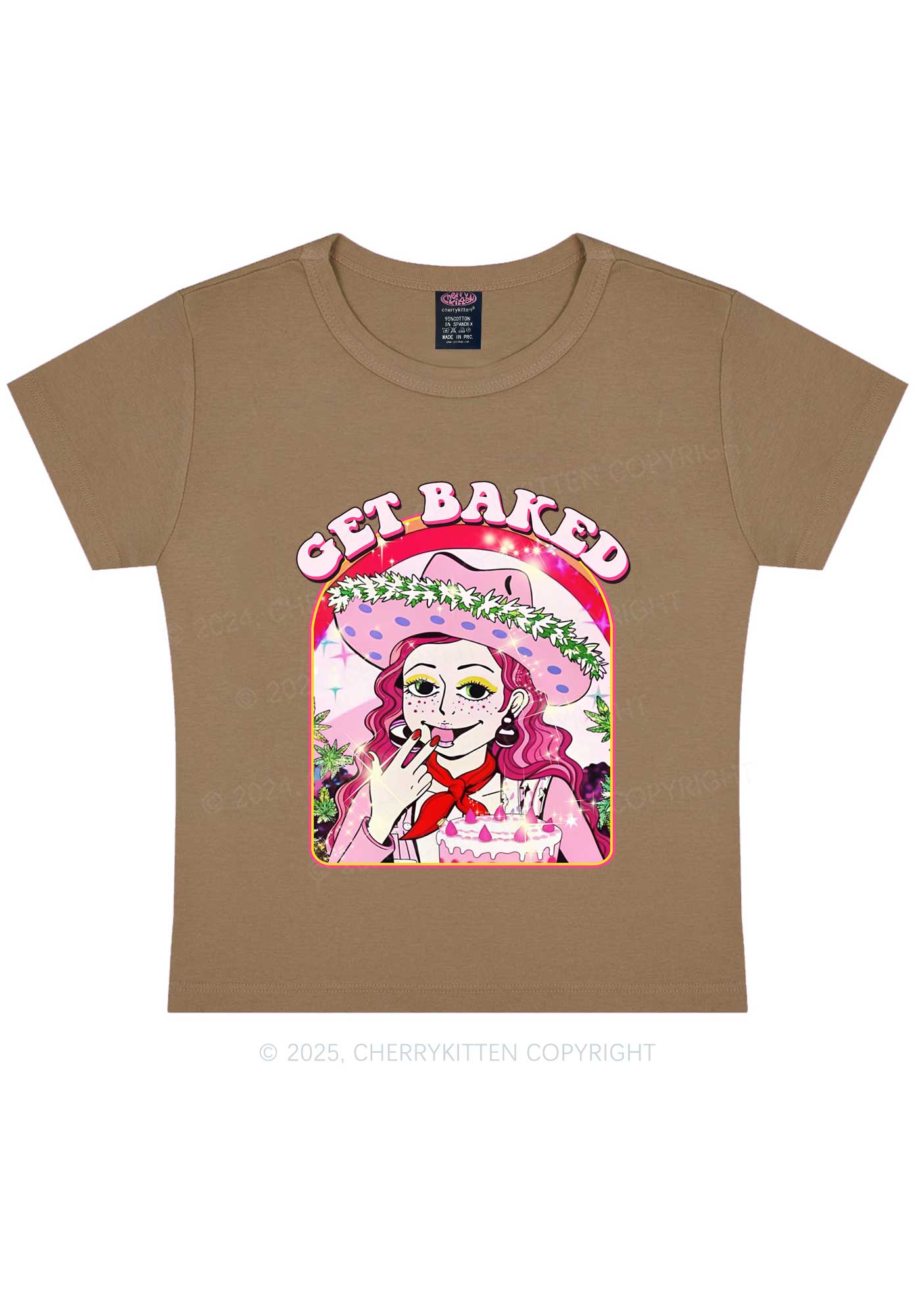 Get Baked Y2K Baby Tee Cherrykitten