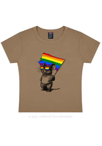 Rainbow Flag Rat Y2K Baby Tee Cherrykitten